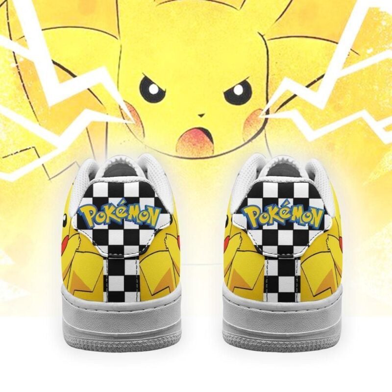 Poke Pikachu Sneakers Checkerboard Custom Pokemon Shoes Air Force 1 Sneakers 2