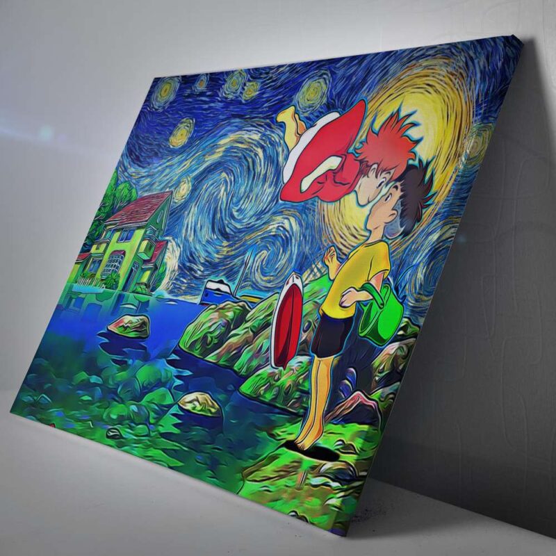Ponyo Starry Night Studio Ghibli Canvas Poster Print Wall Art Decor 1