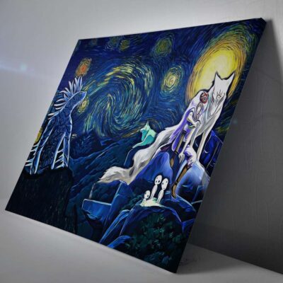 Princess Mononoke Starry Night Studio Ghibli Canvas Poster Print Wall Art Decor 1