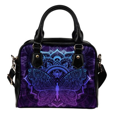 Purple Butterfly Lady Leather Shoulder Hand Bag SB0128