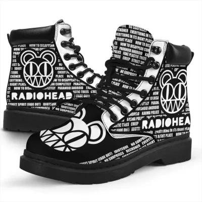Radiohead Boots Shoes Amazing For Music Fan, Working Boots Leather Boots Timber Motorcycle Boots 2 Radiohead Boots Shoes Amazing For Music Fan Working Boots Leather Boots Timber Motorcycle Boots 2