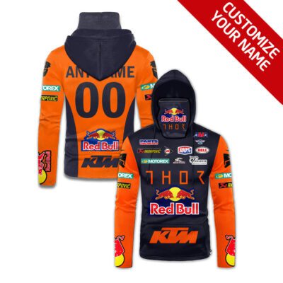 Red Bull Ktm Racing Team #00 Thor F1 Orange Racing Suit Style Custom Number Name For Red Bull Ktm Racing Team Fans Gaiter Hoodie GH0137