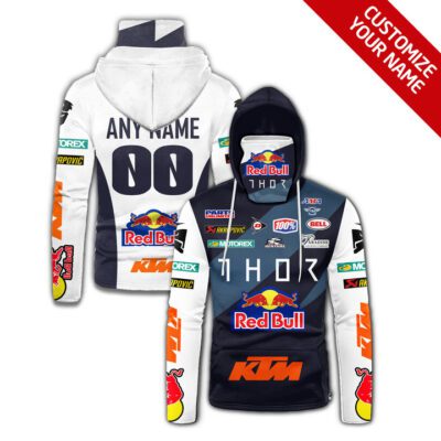 Redbull Ktm Motogp Racing Team #00 Thor White Racing Suit Style Custom Number Name For Redbull Ktm Motogp Fans Gaiter Hoodie GH0204