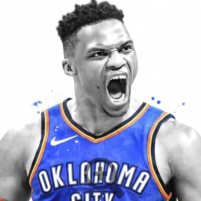 Russell Westbrook Oklahoma City Poster, Canvas, Basketball Print, Sports Wall Art 1 Canvas