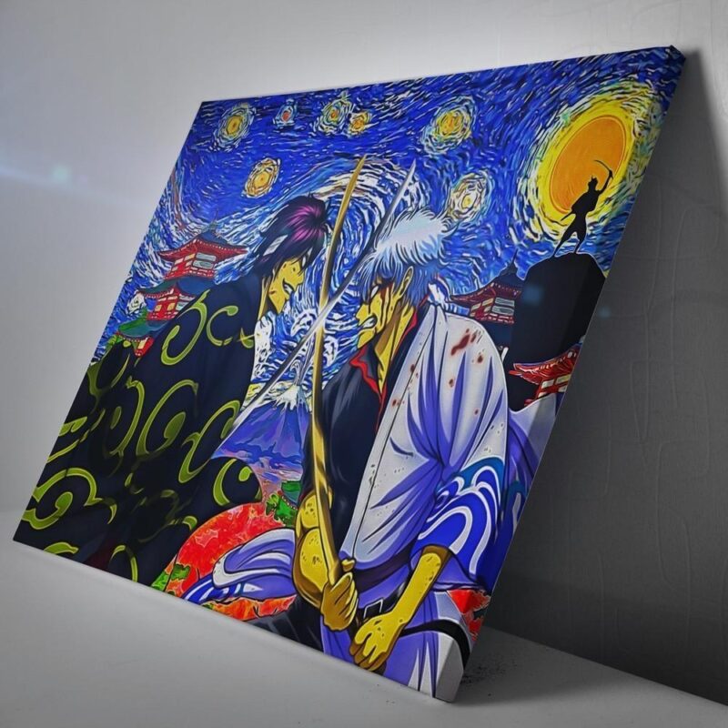 Samurai Warriors Gintama Starry Night Canvas Poster Print Wall Art Decor 1