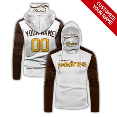 San Diego Padres #00 Mlb Team White Jersey Style Custom Number Name For San Diego Padres Fans Gaiter Hoodie GH0638