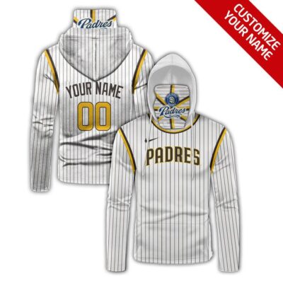 San Diego Padres Mlb Baseball Team Logo White Jersey Style Custom Number Name For Padres Fans Gaiter Hoodie GH0673