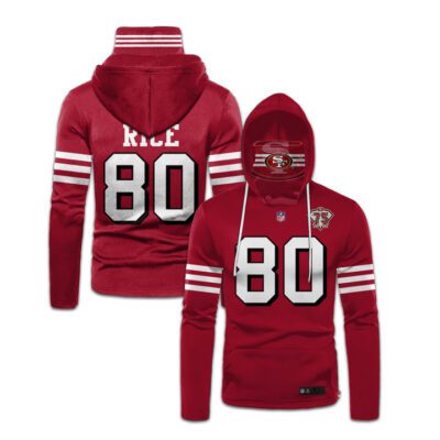 San Francisco 49Ers Jerry Rice #80 3D Red Jersey Style Gift For Chiefs 49Ers Fans Gaiter Hoodie GH0716