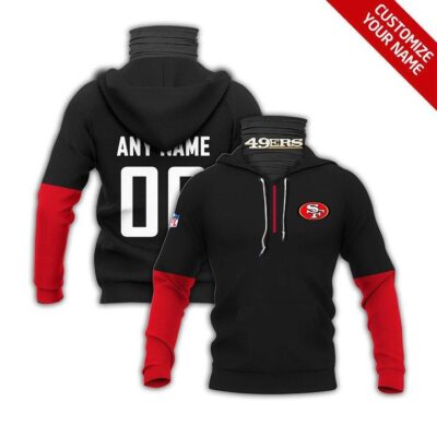 San Francisco 49Ers Nfl American Football Team Logo Black Jersey Style Custom Number Name For 49Ers Fans Gaiter Hoodie GH0392
