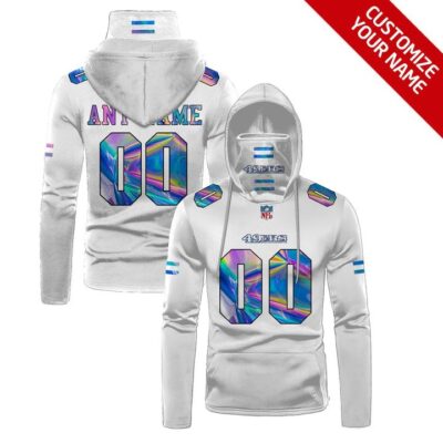 San Francisco 49Ers Nfl American Football Team Logo White Jersey Style Custom Number Name For 49Ers Fans Gaiter Hoodie GH0488