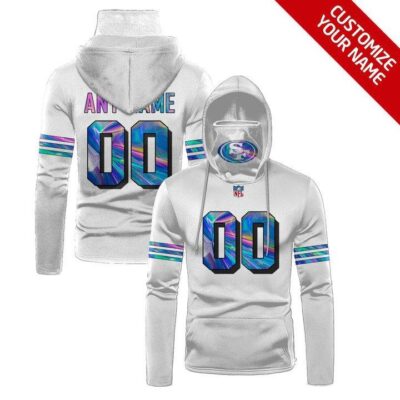 San Francisco 49Ers Nhl American Football Team Logo White Jersey Style Custom Number Name For 49Ers Fans Gaiter Hoodie GH0251