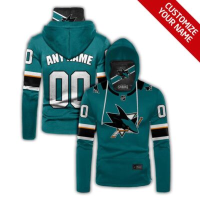San Jose Sharks Mlb Baseball Team Logo Deep Teal Jersey Style Custom Number Name For Sharks Fans Gaiter Hoodie GH0516