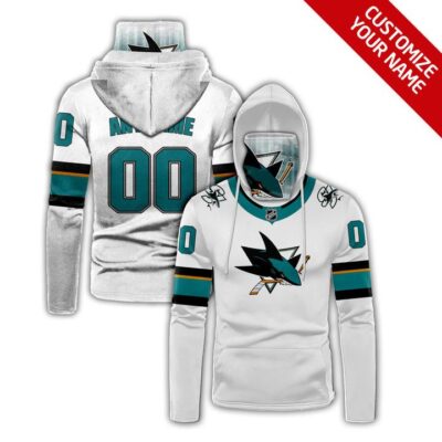 San Jose Sharks Nhl Ice Hockey Team Logo White Jersey Style Custom Number Name For Sharks Fans Gaiter Hoodie GH0559