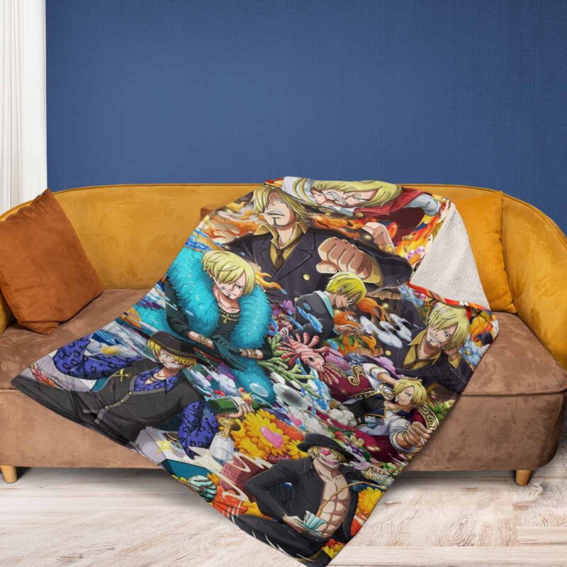 Sanji One Piece Anime Fan Gift Sanji Black Leg Comfy Sofa Throw Blanket Gift 2