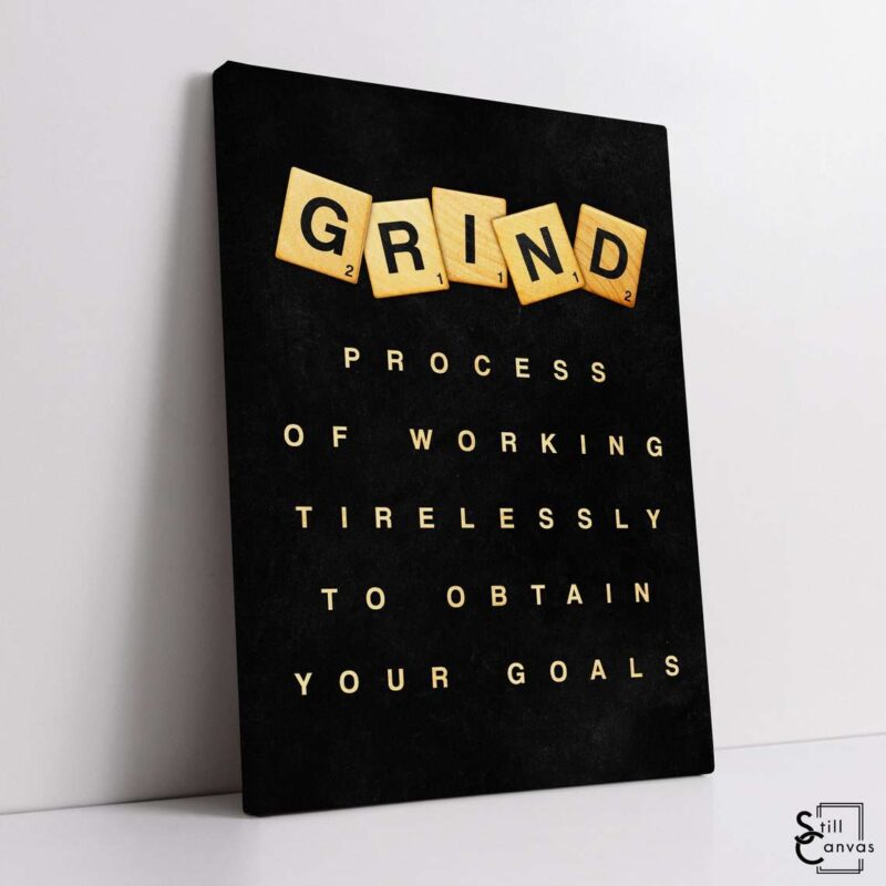 Scrabble Canvas Art Grind Definition Pieces Quote Inspirational Framed Canvas Wall Art Poster Print 1