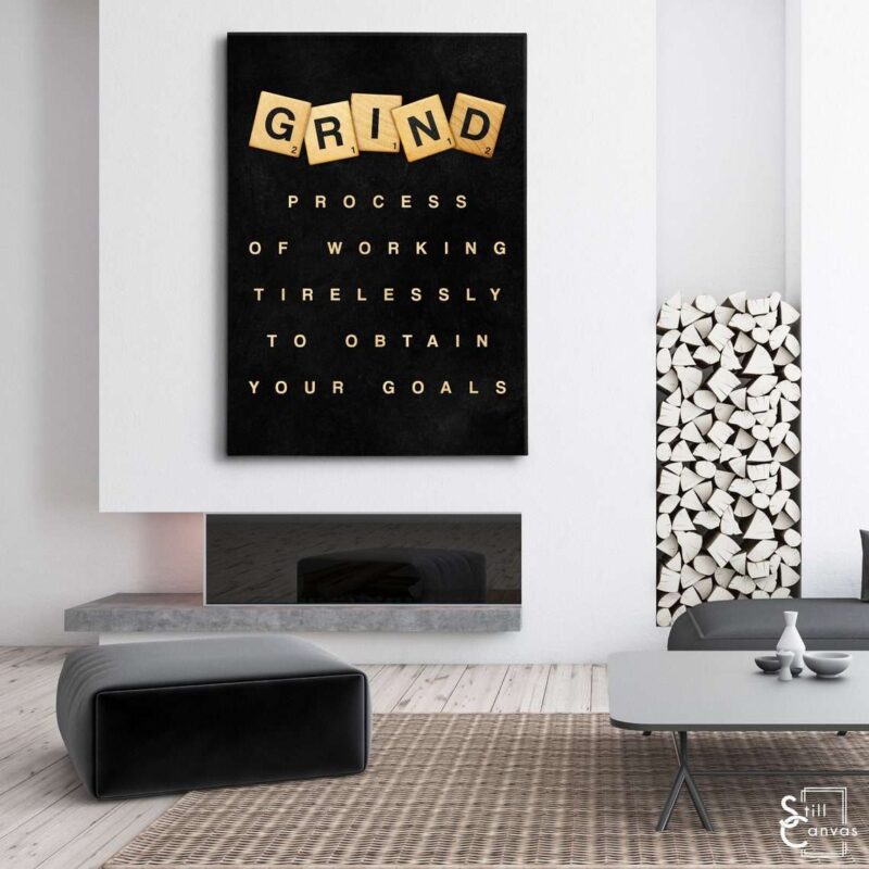 Scrabble Canvas Art Grind Definition Pieces Quote Inspirational Framed Canvas Wall Art Poster Print 3