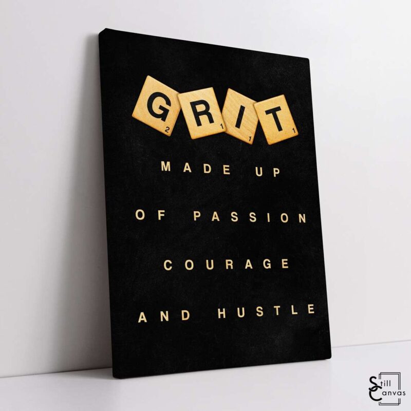 Scrabble Canvas Art Grit Definition Pieces Quote Inspirational Framed Canvas Wall Art Poster Print 1