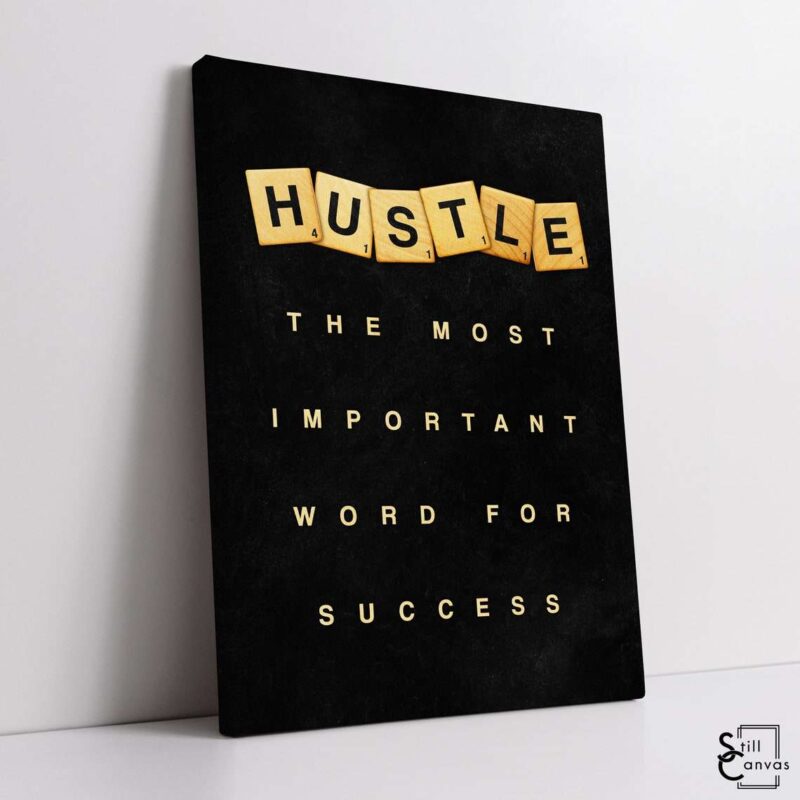 Scrabble Canvas Art Hustle Definition Pieces Quote Inspirational Framed Canvas Wall Art Poster Print 1