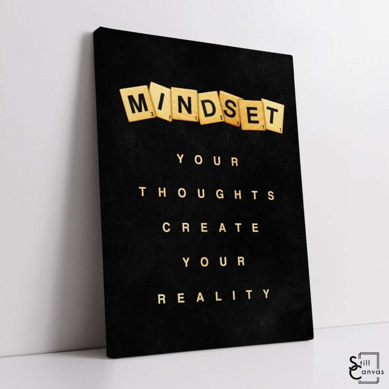Scrabble Canvas Art Mindset Definition Pieces Quote Inspirational Framed Canvas Wall Art Poster Print 1