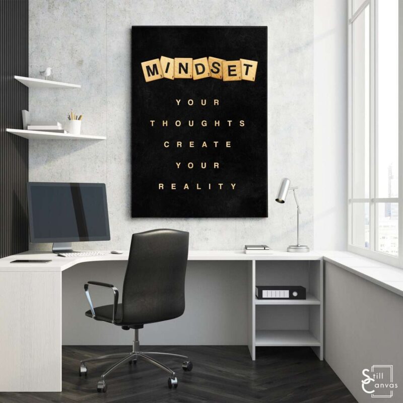 Scrabble Canvas Art - "Mindset" Definition Pieces Quote Inspirational Framed Canvas Wall Art Poster Print