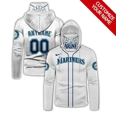 Seattle Mariners Mlb Baseball Team Logo White Jersey Style Custom Number Name For Mariners Fans Gaiter Hoodie GH0493