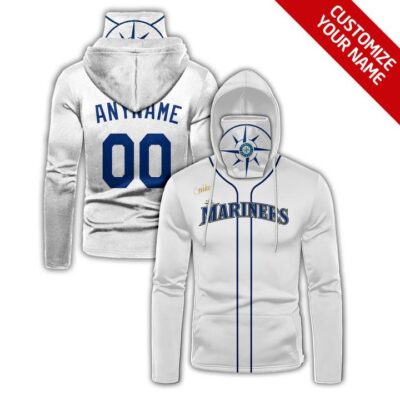 Seattle Mariners Mlb Baseball Team Logo White Jersey Style Custom Number Name For Mariners Fans Gaiter Hoodie GH0523