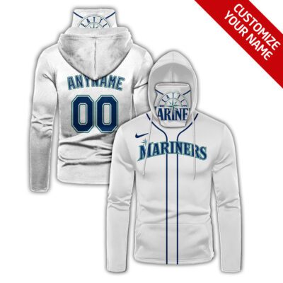 Seattle Mariners Mlb Baseball Team Logo White Jersey Style Custom Number Name For Mariners Fans Gaiter Hoodie GH0656