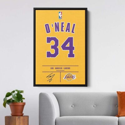 Shaquille O'Neal Canvas, Los Angeles Lakers Wall Art, Basketball Print, Sports Wall Art, Shaquille O'Neal Jersey Canvas, Basketball Legends