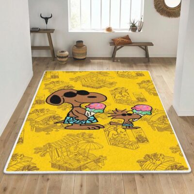 Snoopy And Woodstock Cream Vacation Summer Peanuts Cartoon Gift Lover Area Rug Living Room,Snoopy The Peanuts Gift For Fan Rug Floor Decor 1 Snoopy The Peanuts Gift For Fan Rug Floor Decor