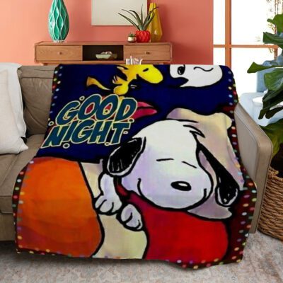 Snoopy And Woodstock Peanuts Fleece Blanket Gift For Fan, Snoopy Quote Good Night Comfy Sofa Throw Blanket Gift 1 Snoopy Quote Good Night Comfy Sofa Throw Blanket Gift