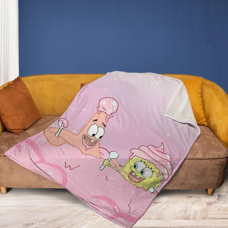 SpongeBob Funny SpongeBob Patrick Star Gift For Fan Comfy Sofa Throw Blanket Gift 2
