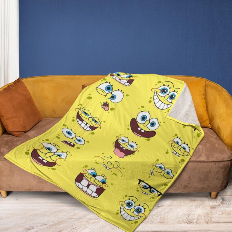 SpongeBob SquarePants Funny SpongeBob Gift For Fan Comfy Sofa Throw Blanket Gift 2