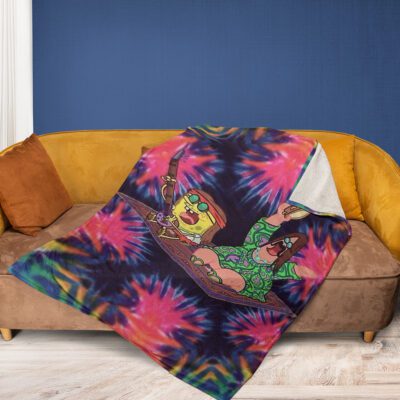 Spongebob Fan Gift Spongebob and Patrick Hippie Soup Comfy Sofa Throw Blanket Gift 2