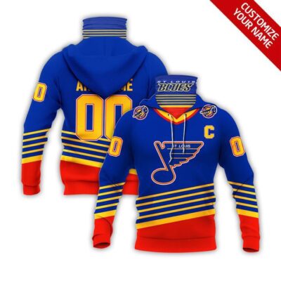 St. Louis Blues #00 Nhl Team Blue Jersey Style Custom Number Name For St. Louis Blues Fans Gaiter Hoodie GH0948