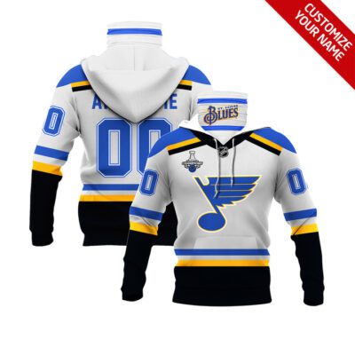 St. Louis Blues Nhl Ice Hockey Logo Team White Jersey Style Custom Number Name For Blues Fans Gaiter Hoodie GH0242