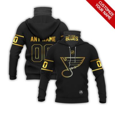 St. Louis Blues Nhl Ice Hockey Team Logo Black Jersey Style Custom Number Name For Blues Fans Gaiter Hoodie GH0245