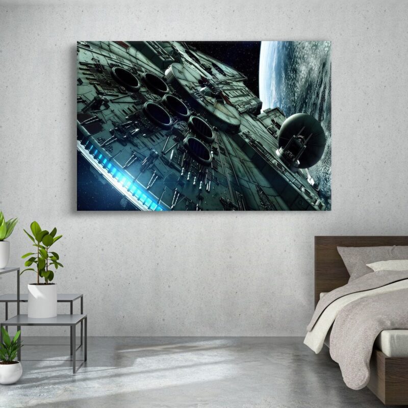 Star Wars Millenium Falcon Movie Planet Print Wall Art Canvas 2