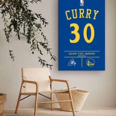Stephen Curry #30 Jersey Poster Canvas Wall Decor, Golden State Warriors, Basketball Wall Decors, NBA Basketball