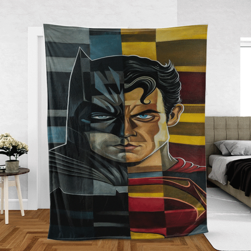 Super Man And Bat Man Gift For Fan Comfy Sofa Throw Blanket Gift