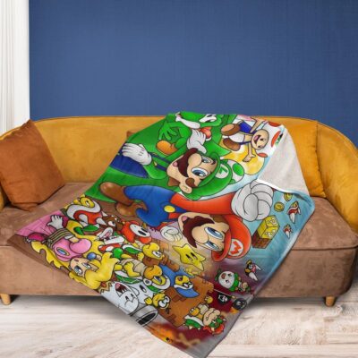 Super Mario Gift For Lover, Super Mario Party Comfy Sofa Throw Blanket Gift 2 Super Mario Gift For Lover Super Mario Party Comfy Sofa Throw Blanket Gift 2
