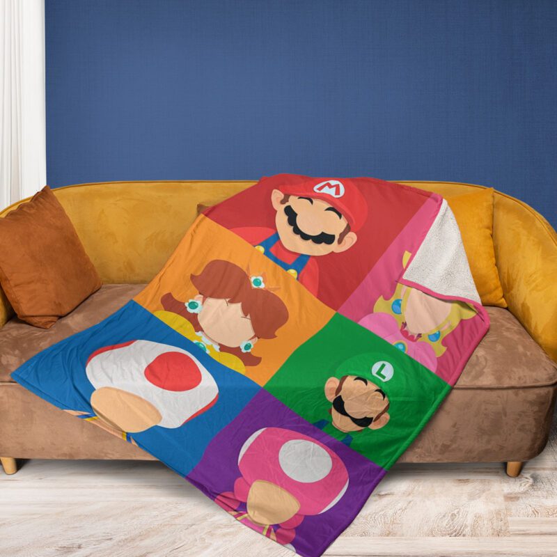 Super Mario Nintendo 9 Fan Gift Super Mario Nintendo Gift For Fan Comfy Sofa Throw Blanket Gift 2