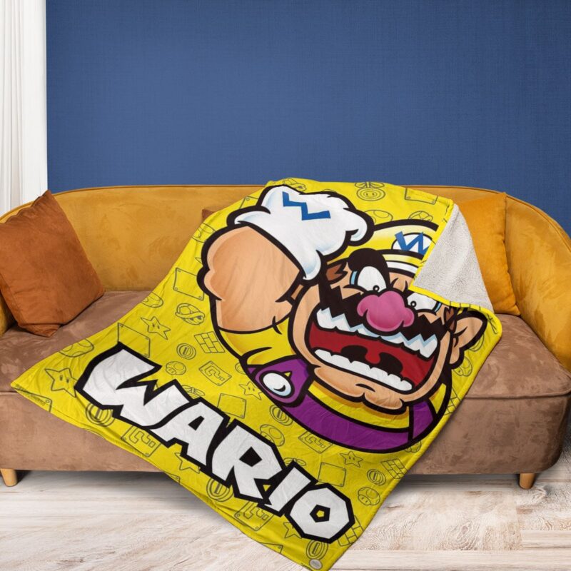 Super Mario Nintendo Fan Gift Super Wario Comfy Sofa Throw Blanket Gift 2