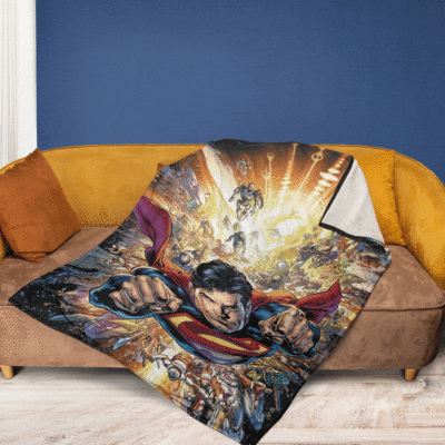 Superman is here DC Comics Christmas 6969 Superman Gift For Fan Comfy Sofa Throw Blanket Gift 2