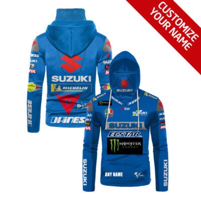Suzuki Ecstar Racing Team Blue All Over Designed Personalized Name Gift For Suzuki Ecstar Fans Gaiter Hoodie GH0992
