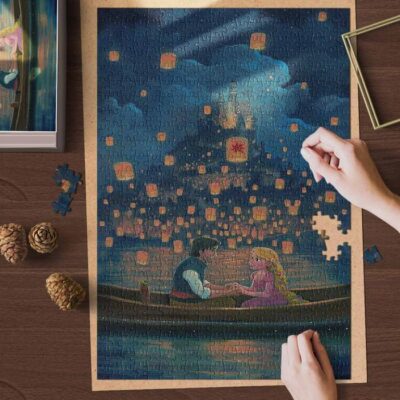 Sweet Love Of Tangled Flying Lantern Castle Disney Gift Puzzle Game,Disney Fan Gift, Disney Gift 2 Disney Gift