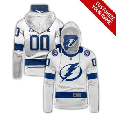 Tampa Bay Lightning #00 Any Name Nhl Team White Jersey Style Custom Number Name For Tampa Bay Lightning Fans Gaiter Hoodie GH0642