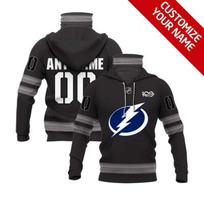 Tampa Bay Lightning Nhl Ice Hockey Team Logo Black Jersey Style Custom Number Name For Lightning Fans Gaiter Hoodie GH0612