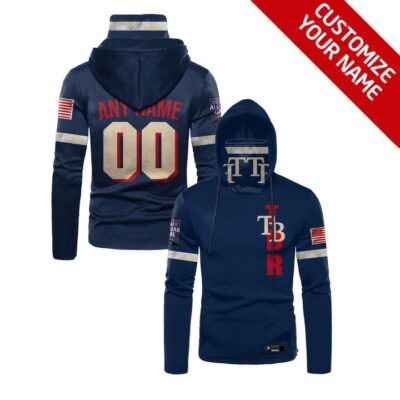 Tampa Bay Rays #00 Mlb Team Dark Blue Jersey Style Custom Number Name For Tampa Bay Rays Fans Gaiter Hoodie GH0291