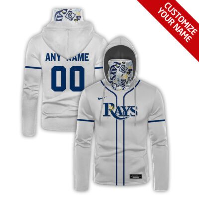 Tampa Bay Rays Mlb Baseball Team Logo White Jersey Style Custom Number Name For Rays Fans Gaiter Hoodie GH0993