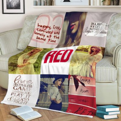 Taylor Swift Gift, Taylor Swift, Taylor Swift Red Album, Album Collage Gift For Fan Comfy Sofa Throw Blanket Gift